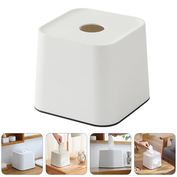 Omeite Desktop paper roll square tissue box storage box (7415) random colors