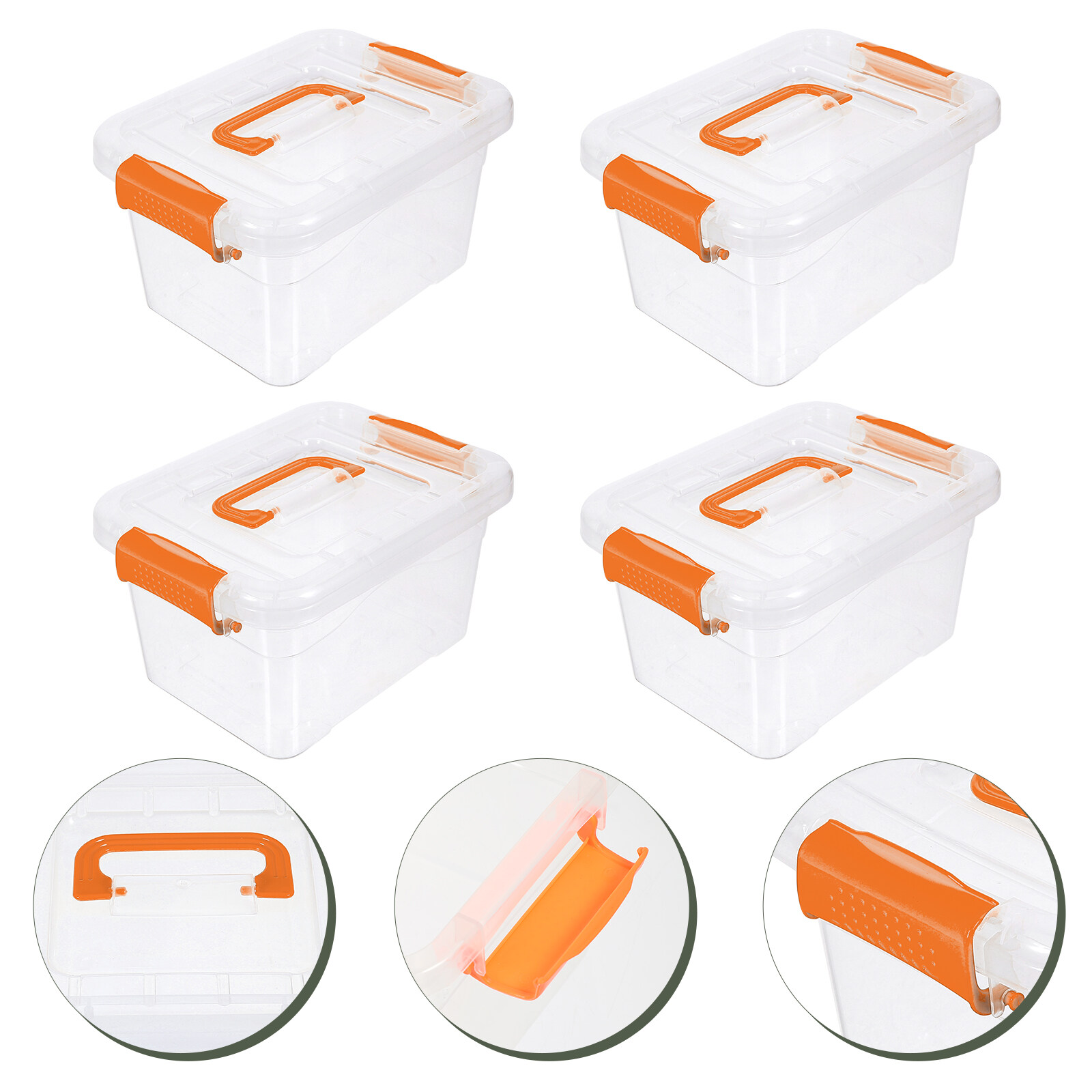 Collection Box Portable Omeite 4PCS Transparent Desktop Storage Boxes, Portable Large and Small ...