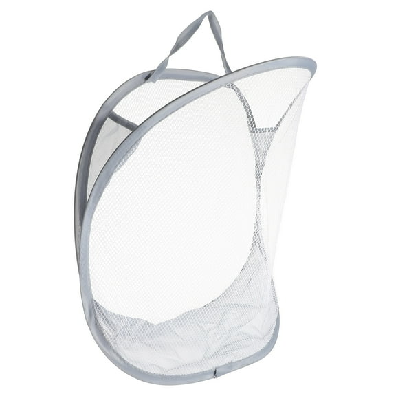Omeite Folding Mesh Laundry Hamper Wall-mounted Storage Basket Bathroom Storage Hanging Bag (Gray) 1 Pack