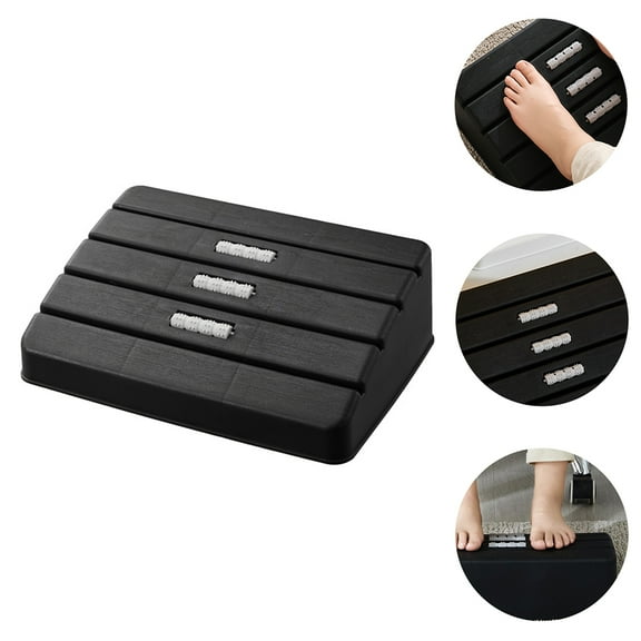 Omeite Footstool with rollers for desk underfoot stool for home living room sofa massage footstool (black)