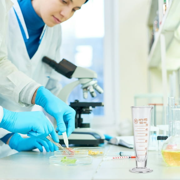 Omeite Glass measuring cup conical half-line measuring cup laboratory measuring tool measuring device (50mL) (randomly marked)