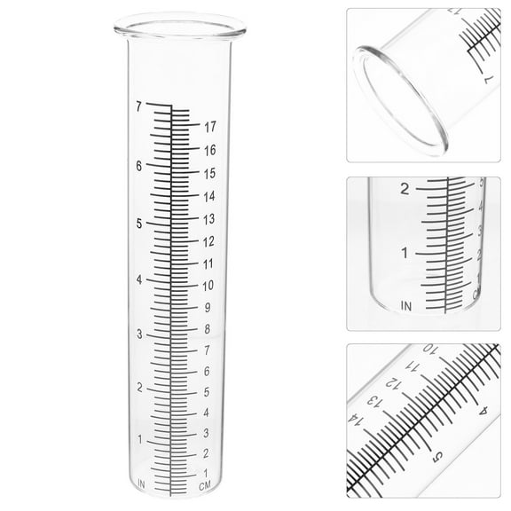 Omeite 7 Inch Glass Rain Gauge with Graduated Test Tube, Accurate Rainfall Measurement, 1 Piece Weather Station Tool