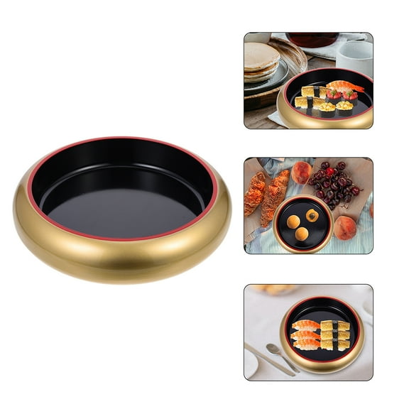 Omeite Golden sashimi plate, ice plate, round sushi bucket, salmon plate (medium size with gold crown)