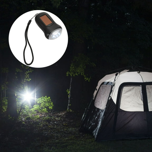 BESTYASH Outdoor LED Flashlight Hand Crank Torch Light Black with Anti Lost Strap