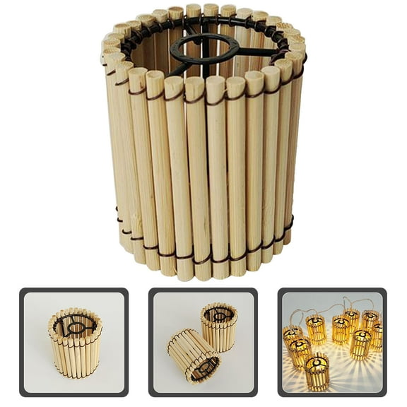Omeite Handmade bamboo mini chandelier lamp shade cage tea room rattan lamp shade