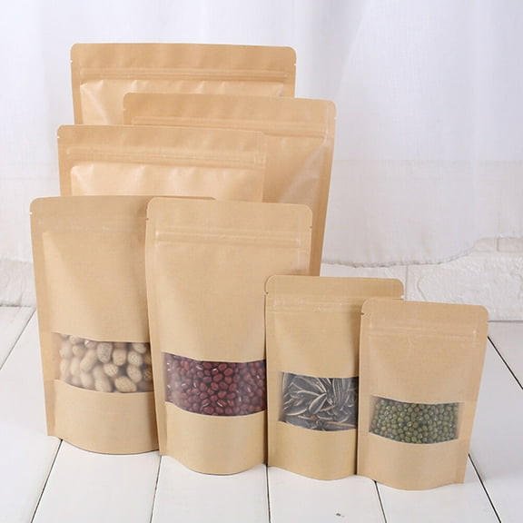 Omeite Laminated window self-supporting kraft paper bag 25pcs (12x20 frosted self-supporting)