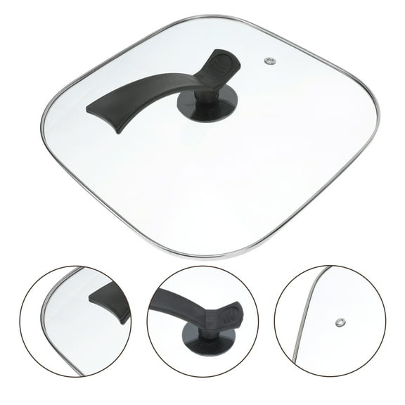 Omeite 30cm Square Electric Hot Pot Lid, Multifunctional Vertical Glass Lid for Electric Frying Pan and Square Pot
