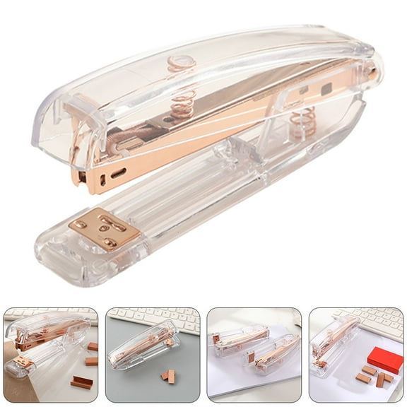 Omeite Nordic rose gold stapler student fashion transparent stapler (rose gold stapler)