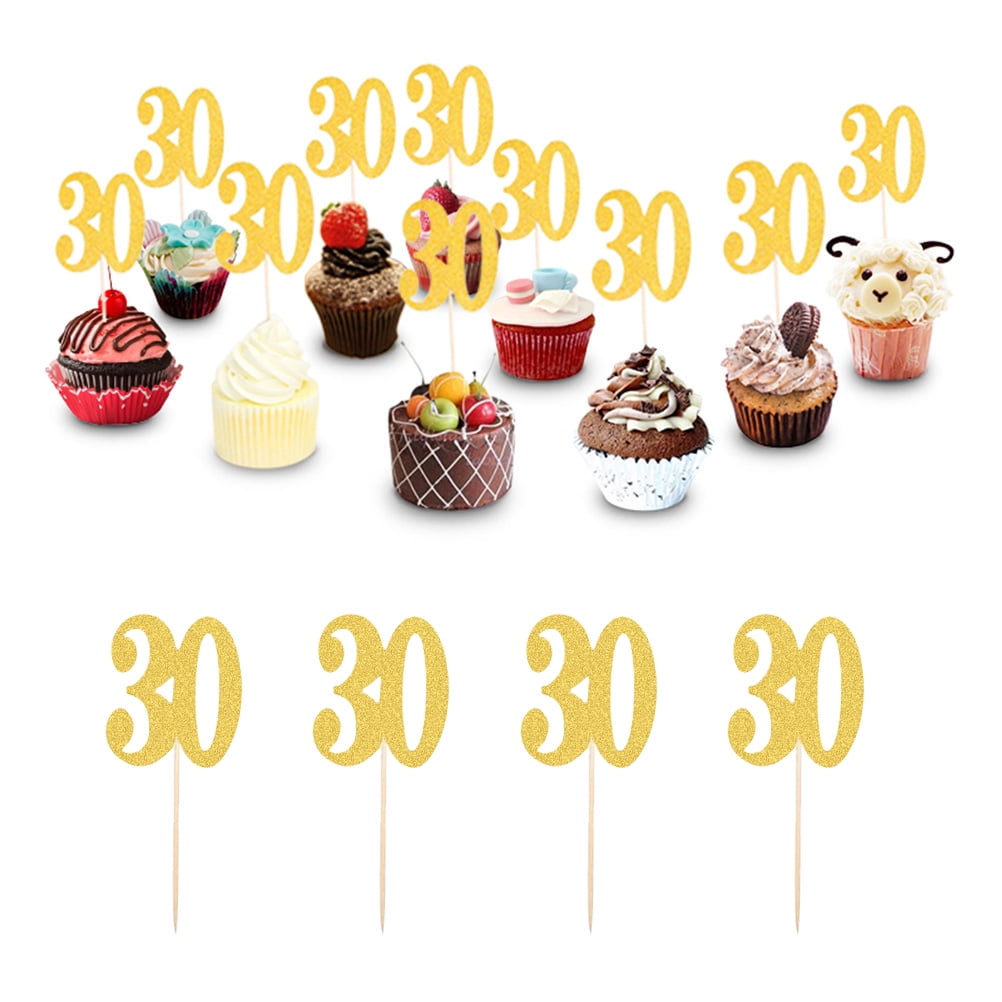 Omeite Number glitter cake inserts (10 30th birthday inserts) 10pcs/pack