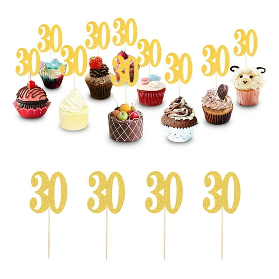 OUNONA Golden Number Picks for Decorating with Paper Material Perfect for Cupcake Toppers and Cake Decorations 10pcs
