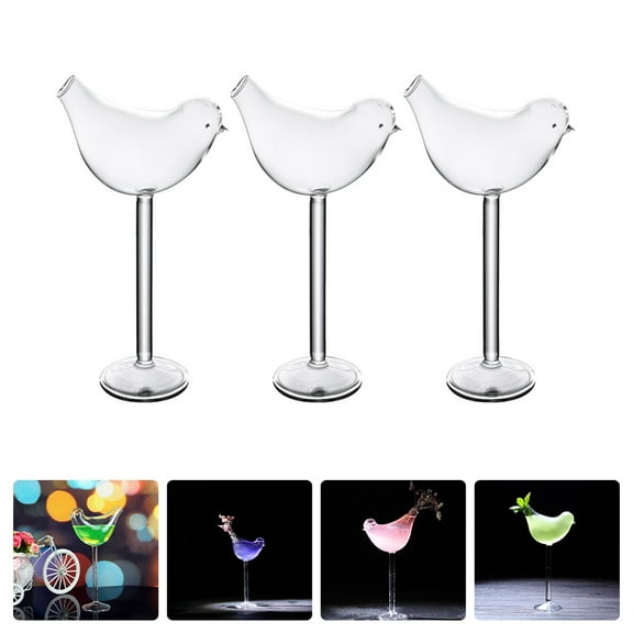 Omeite Personalized bird-shaped champagne red wine cocktail goblet (transparent) 3pcs