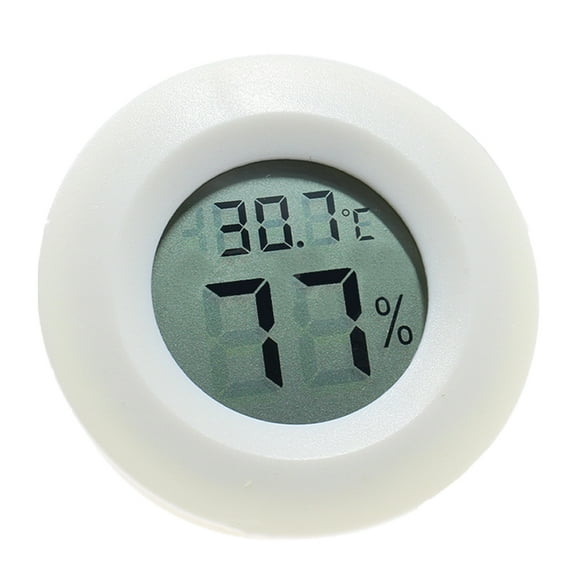 Omeite Reptile Box Thermometer Hygrometer Round Shaped Digital Temperature Humidity Meter for Indoor Bedroom Home (White)