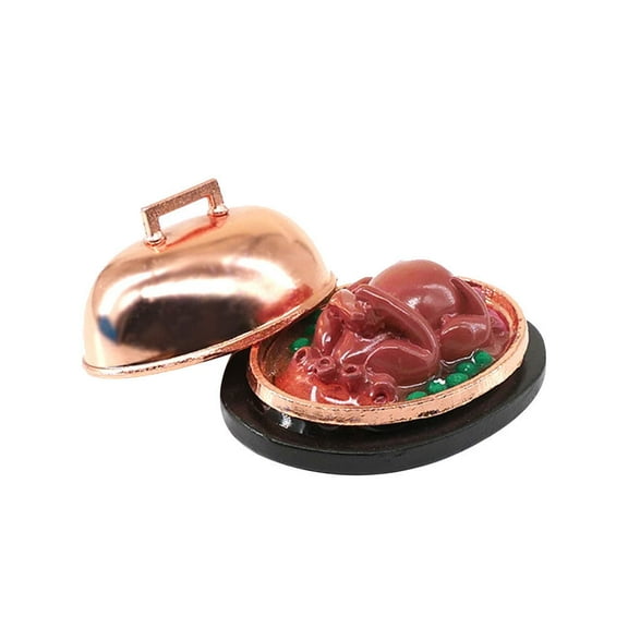 Omeite Simulated 1:12 Thanksgiving Turkey Dinner Doll House Accessories Artificial Micro Resin Decors Layout Props for Doll House Micro World Supplies