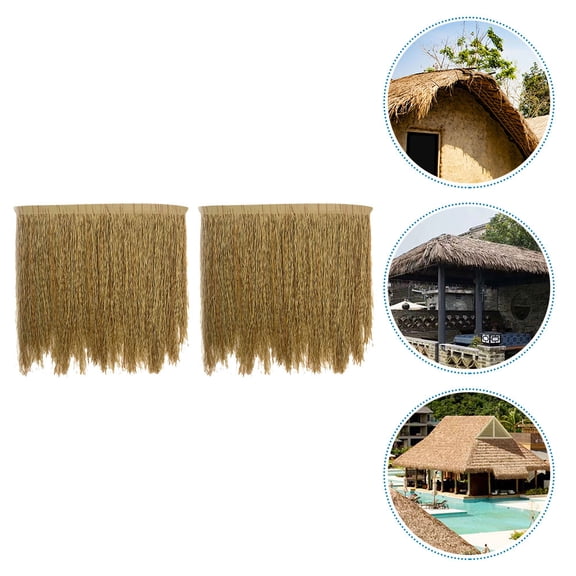 BESTYASH Synthetic Thatch Roof Panels 2Pcs for Indoor Outdoor Decoration, Coffee Color, Easy to Install