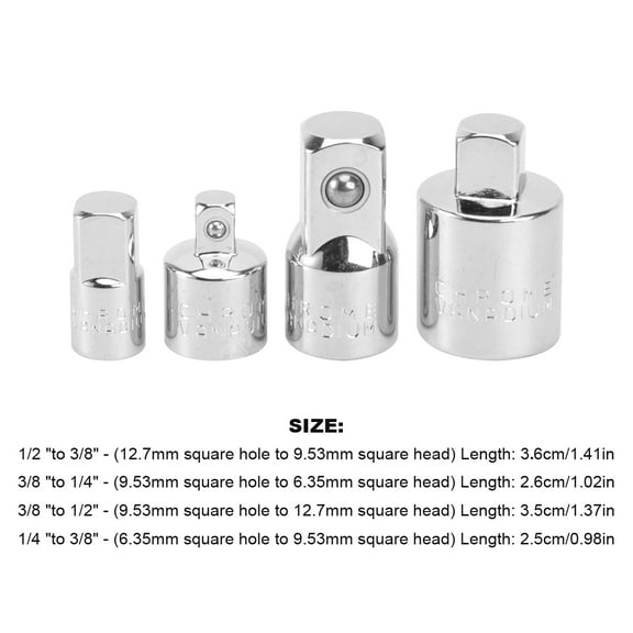 BESTYASH 4Pcs Drive Adapter Set Silver Socket Wrench Adapter for Electric Screwdriver Tool