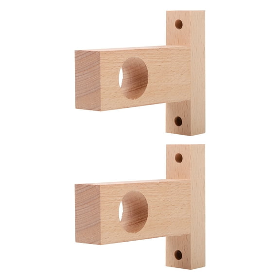 Omeite Solid wood single rod Roman rod bracket bathroom curtain rod bracket rod support 2pcs (3CM aperture bracket single price)