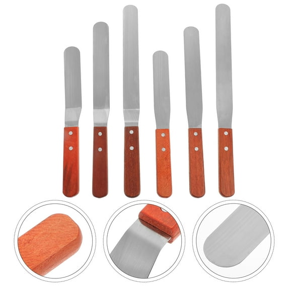 Omeite Stainless steel wooden handle cake spatula butter smoothing knife baking demoulding knife