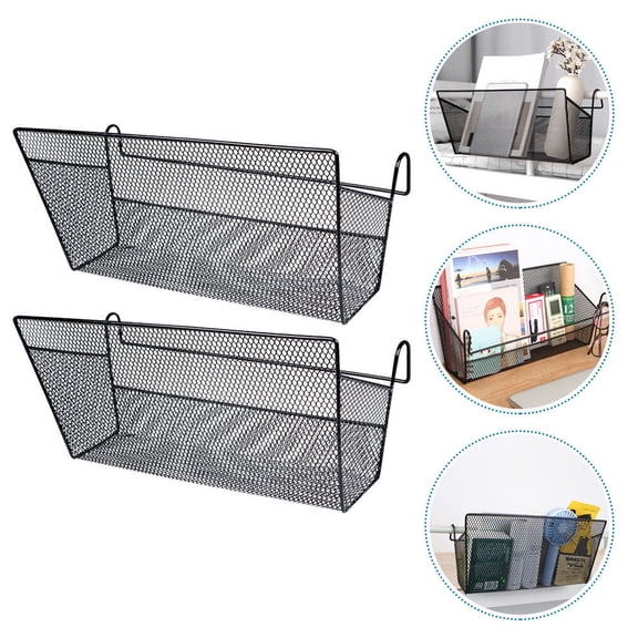 Omeite Student dormitory artifact girls dormitory upper bunk storage basket bed bedside dormitory hanging basket bedside iron storage rack 2pcs (black hanging basket)