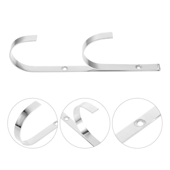 Omeite Swimming pool hooks, beach clothes storage rack, garden pool tool storage hooks (silver 4 pieces)