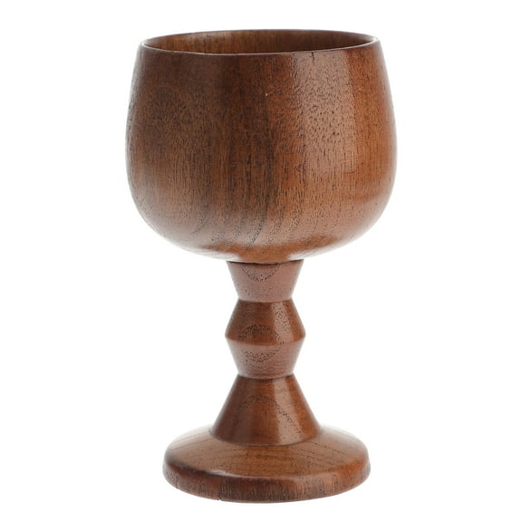 Omeite Wooden goblet, solid wood classical wine glass, anti-fall red wine cup, wooden cup (reverse side high foot model)