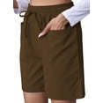 thumbnail image 1 of Omen Casual Shorts Drawstring Comfy Elastic Waist Shorts Summer Pull on Short with Pockets Coffee Color XL, 1 of 7