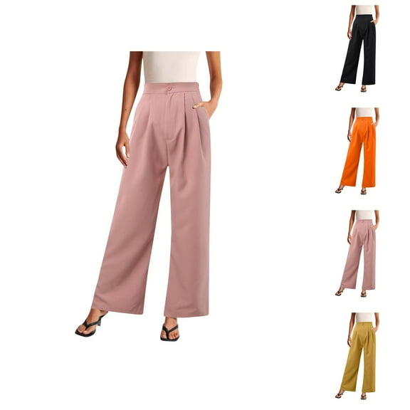 Omen's Wide Leg Pants Work Business Casual Loose High Waisted Dress Palazzo Flowy Trousers Linen Capri Pants Women Summer