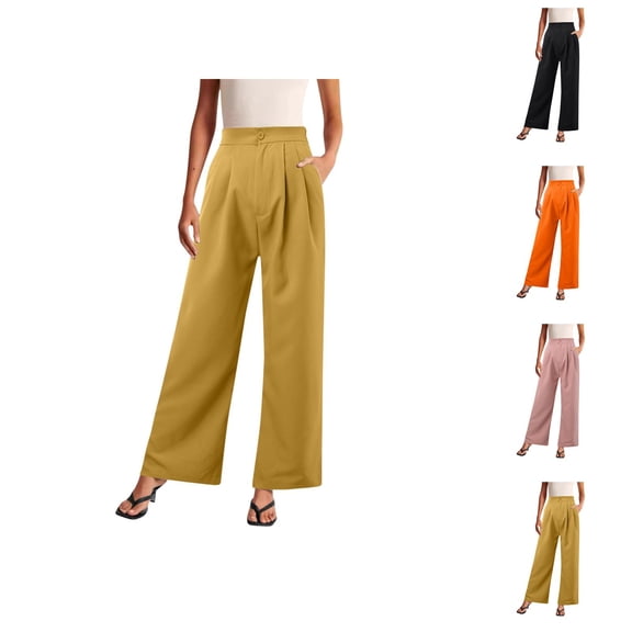 Omen's Wide Leg Pants Work Business Casual Loose High Waisted Dress Palazzo Flowy Trousers Womans Capris