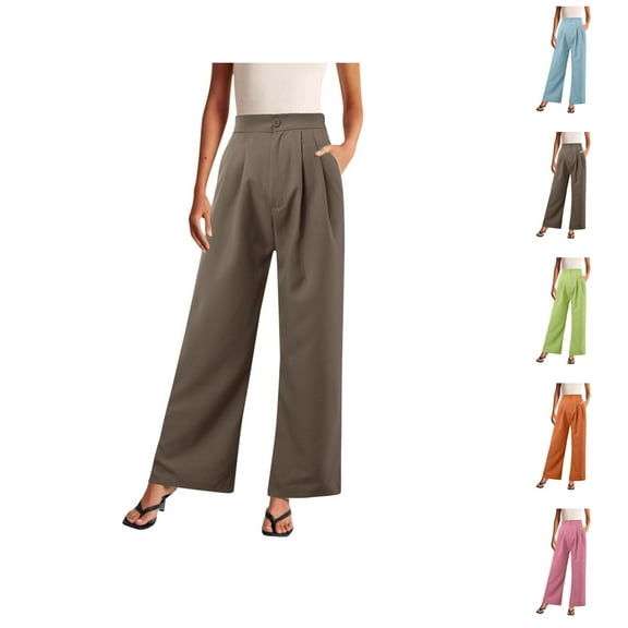 Omen's Wide Leg Pants Work Business Casual Loose High Waisted Dress Palazzo Flowy Trousers Women'S Capri