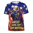 thumbnail image 1 of Omeoer Funny Patriotic Eagle Graphic T-Shirt Guess Who Just Got Noticed USA Flag Short Sleeve Crewneck Tee for Men Women, 1 of 7