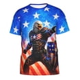thumbnail image 1 of Omeoer Patriotic Eagle Warrior Graphic T-Shirt for Men Women, USA Flag 3D Printed Short Sleeve Crewneck Tee, American Hero Shield Casual Shirt, 1 of 6