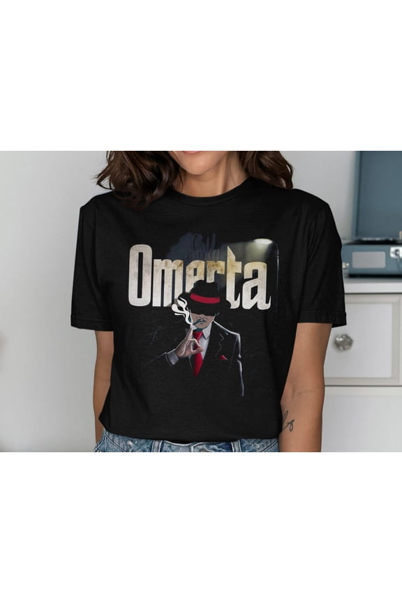Omerta Mafia Graphic T-Shirt, Vintage Gangster Mob Boss Illustration Tee Unisex Cotton T-Shirt, Sizes S-5XL