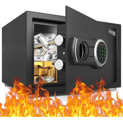 Omethey 0.5 Cub Small Safe Box, Money Safe with Backlit Digital Keypad and Mute Function, Home Safe with LED Light, Security Safe for Home, Office and Hotel