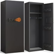 Omethey 10-12 Biometric Gun Safe，Large Unassembled Fingerprint Gun Safes for Home Guns and Shotgun，Shotgun Safe with Mute Function & Backlit Keypad，Long Gun Safe with Adjustable Ammo Box