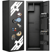 Omethey 10-12 Large Unassembled Biometric Fingerprint Gun Safe for Home with Inner Cabinet, Key Hook & DIY Sticker, 15"D x 17.7"W x 54.3"H