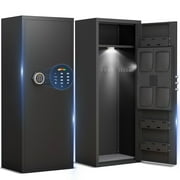 Omethey 10-12 Gun Safe，Large Unassembled Gun Safes for Home Guns and Shotgun，Shotgun Safe with Mute Function & Backlit Keypad，Gun Cabinet with Adjustable Ammo Box