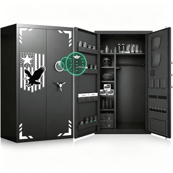Omethey 30-40 Large Gun Safe with LCD Keypad and Adjustable Shlef, Digital Gun Cabinet for Home and Garage with Mute Function & Dual Alarm ( Unassembled)