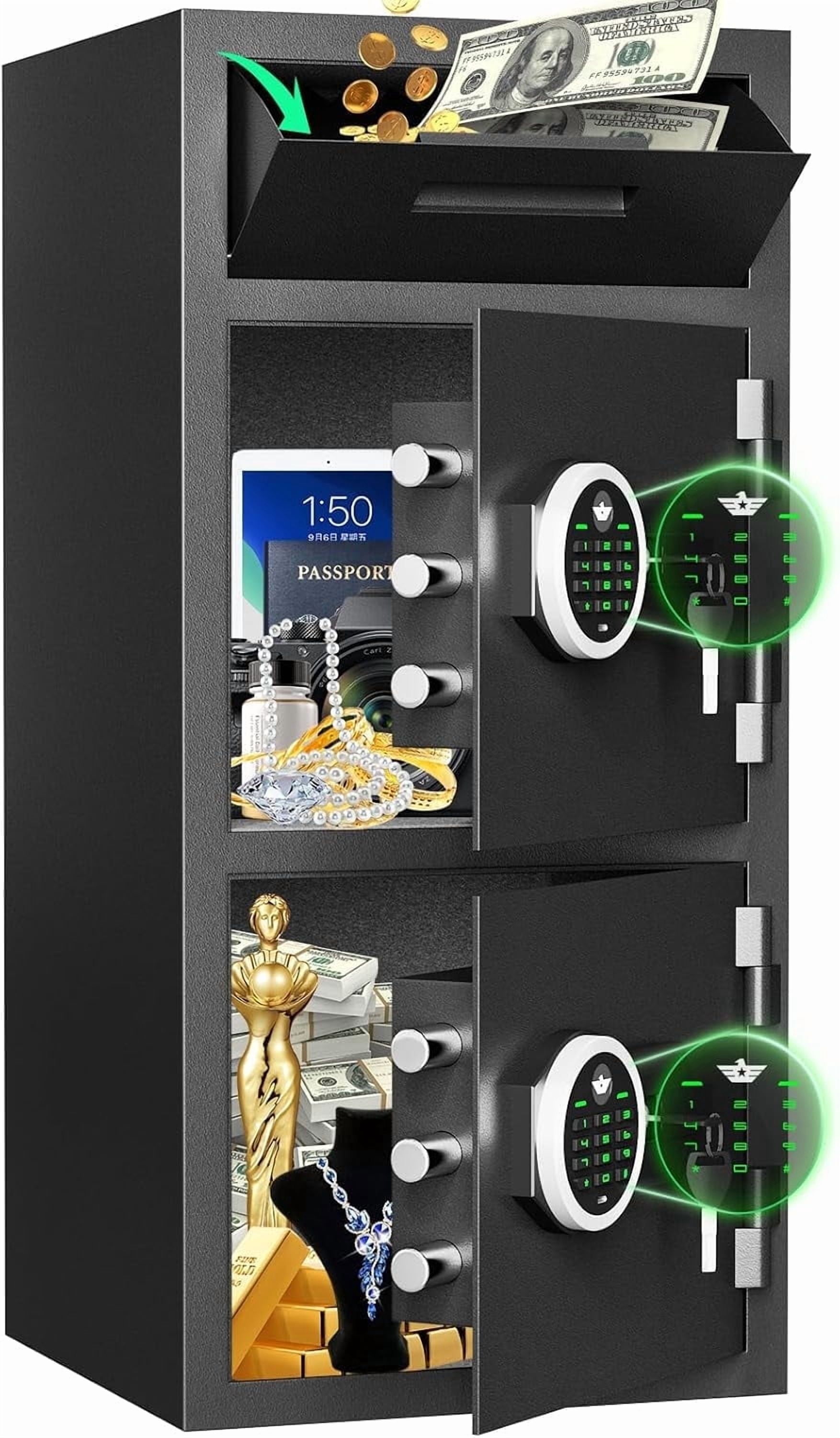 Omethey 6.5 Cub Large Safe with Depository Drop Slot, Digital Keypad & Dual Alarm, Home Safe for Documents, Cash, Jewelry & Valuables