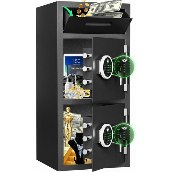 Omethey 6.5 Cub Large Safe with Depository Drop Slot, Digital Keypad & Dual Alarm, Home Safe for Documents, Cash, Jewelry & Valuables