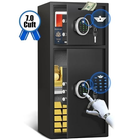 Omethey 7.0 Cub Extra Large Safe Box, Home Safe with Backlit Keypad & Deposit Slot, Home Safe with Dual Alarm Sytem & Mute Mode, Drop Slot Safe Home Valuables