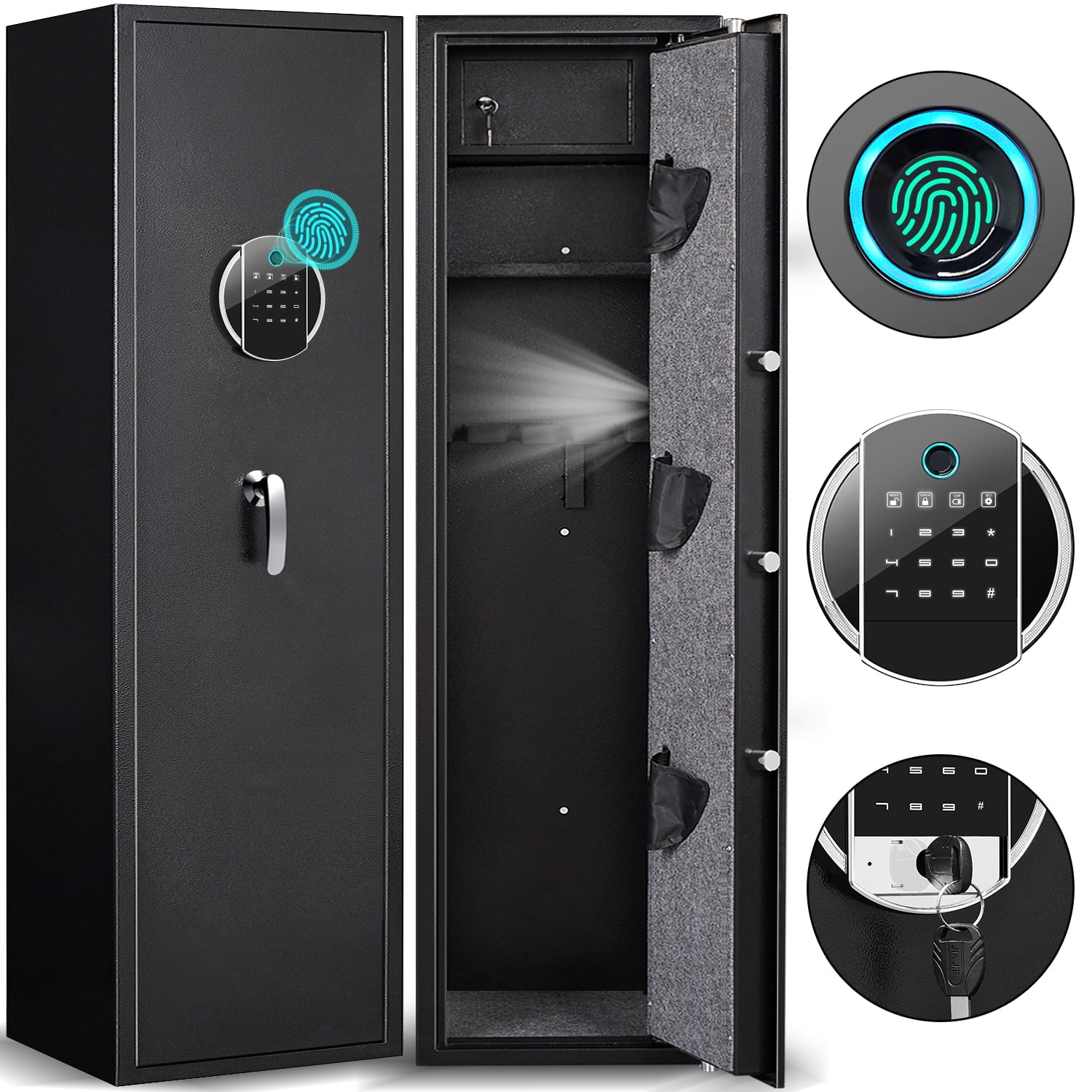 Omethey Biometric Fingerprint Gun Safe, Rifle Safe with Silent Mode