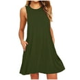 thumbnail image 1 of Omexry 2026 Summer Dresses for Women Fashion Women Summer Casual Round-Neck Short Sleeve High Waist Mini Dress Army Green XXL, 1 of 4