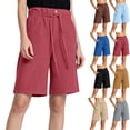 thumbnail image 1 of Omexry Maternity Shorts Plus Size Women's Casual Shorts Drawstring Waist Rolled Cuff Hem with Side Pockets Summer Beachwear Gray XXL, 1 of 8