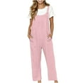 thumbnail image 1 of Omexry Pants for Women Fashion Casual Women's Casual Loose Baggy Pocket Jumpsuit Fashion Playsuit Trousers Overalls Cotton and Linen Jumpsuit Pink XXXL, 1 of 8
