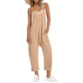 thumbnail image 1 of Omexry Pants for Women Fashion Casual Fashion Women Casual Cold Shoulder Jumpsuit Solid Suspender Jumpsuits Wide Pocket Leg Pant Khaki XL, 1 of 7