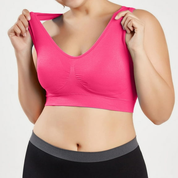 Omexry Sports Bras for Women Women Solid Casual Plus Size-thin Large Bra Sports Bra Full Bra Cup,Womens Plus Size Clearance $5 Hot Pink XL
