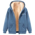 thumbnail image 1 of Omexry Womens Coats, Winter Coats for Women Women's Fashionable Printed Fleece Hooded Sweatshirt Jacket Navy M, 1 of 6