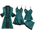 thumbnail image 1 of Omexry Womens Pajama Sets Plus Size Lingerie Women Silk Lace Robe Dress Sleepwear Nightdress Pajamas Set Green M, 1 of 3