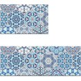 thumbnail image 1 of Omezin Boho Floral Cushioned Blue Runner Rugs (2 Count), 1 of 6
