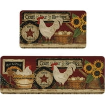 Omezin Farmhouse Rooster Kitchen Mats, 7x29 inch and 17x47 inch, Non-Slip Backing (2 Count)