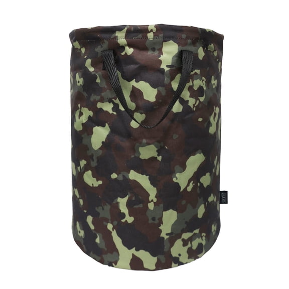 Omh ORGANIZE MY HOME – 19 Inches Medium Freestanding Round Laundry Hamper with Drawstring Closure, Collapsible Clothes Storage Hamper-Camo